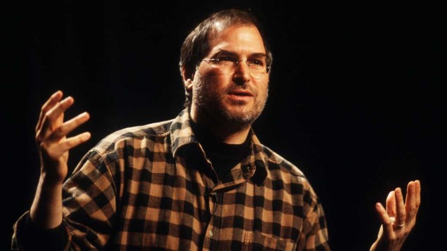 Steve Jobs durante palestra em Seattle, 1998<br><br>
