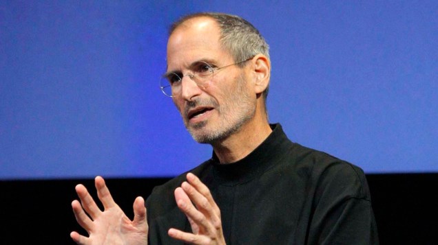 Steve Jobs durante um evento especial de divulgação do iPhone 4 na Califórnia, 2010