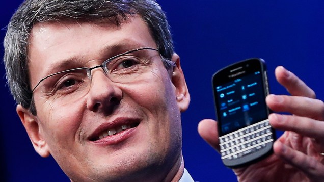 Presidente Thorsten Heins apresenta novo Blackberry 10 durante lançamento em Nova York