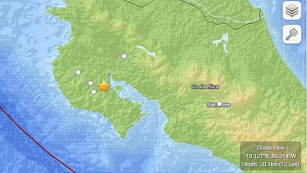 Imagem divulgada pelo Serviço Geológico dos EUA mostra localização do tremor