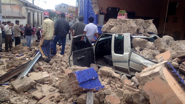 Casa na cidade guatemalteca de San Marcos foi reduzida a escombros