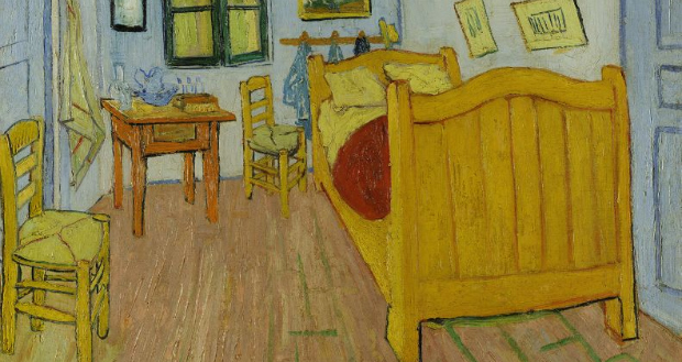 Recorte da obra 'The bedroom', de Vincent van Gogh, disponível em alta resolução no Art Project