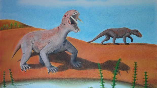 Ilustração mostra como seria o Tiarajudens eccentricus. Segundo os paleontólogos que fizeram a descoberta, ele teria o tamanho de uma capivara