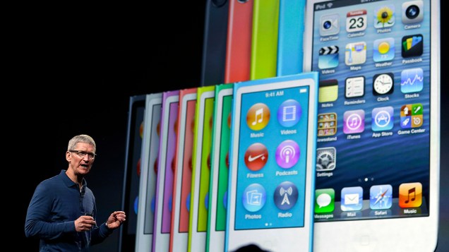 Tim Cook, CEO da Apple durante evento de lançamento de novos produtos Tim Cook, CEO da Apple durante evento de lançamento de novos produtos