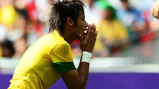Neymar durante a final Olímpica de futebol, entre Brasil e México em Wembley