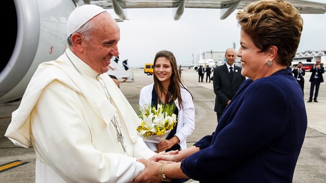 Papa Francisco com a presidente Dilma Rousseff, no Rio de Janeiro
