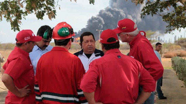 Presidente venezuelano, Hugo Chávez, visitou a refinaria no domingo