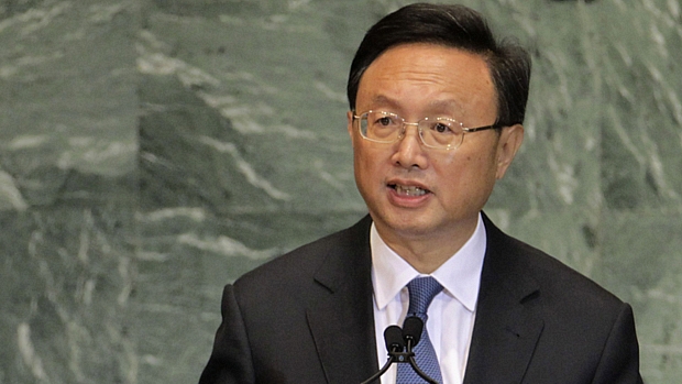 O ministro chinês das Relações Exteriores, Yang Jiechi, na ONU: discurso duro