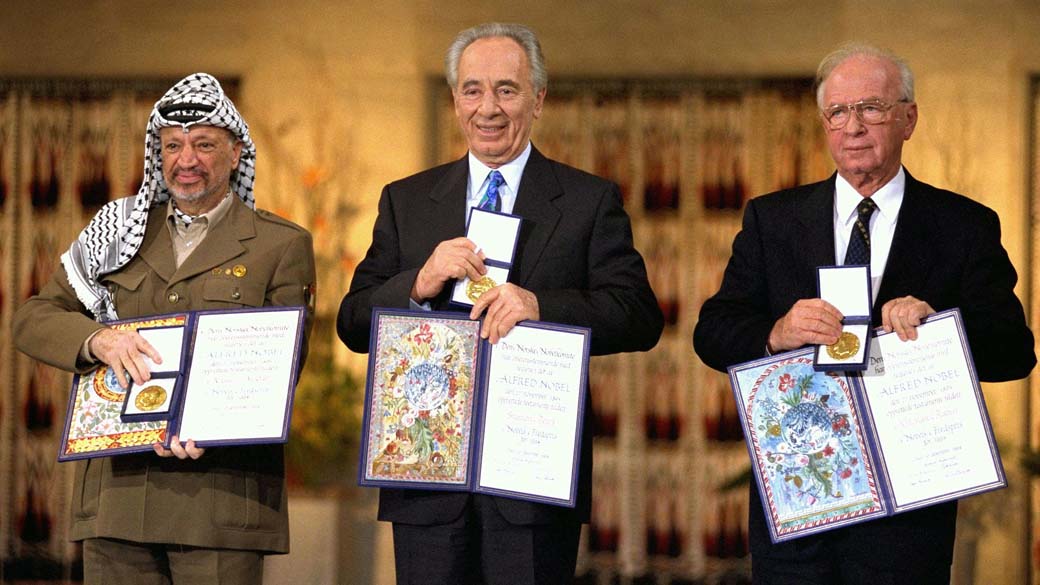 Yasser Arafat, Shimon Peres e Yitzhak Rabin