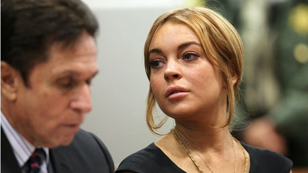 A atriz Lindsay Lohan durante julgamento em janeiro de 2013