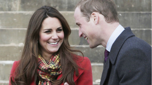 Kate Middleton e o príncipe William durante visita a Glasgow