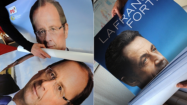 Materiais de campanha de François Hollande e Nicolas Sarkozy