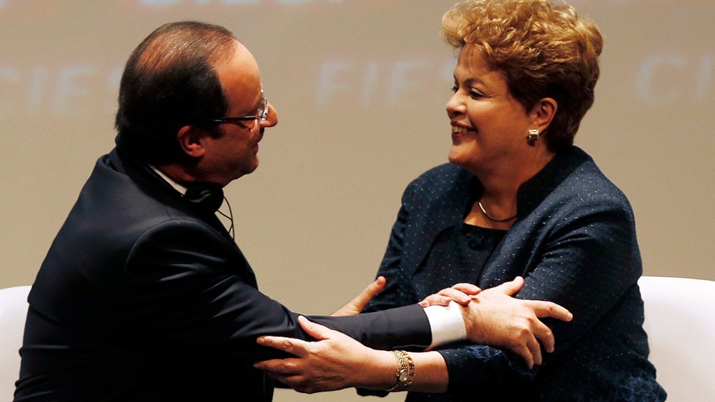 Dilma encontou novamente o presidente francês, François Hollande, em São Paulo