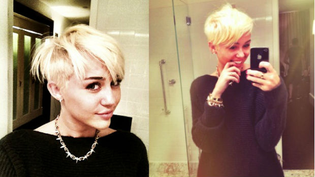 Em agosto de 2012, Miley Cyrus adota visual com cabelos loiros platinados e bem curtos