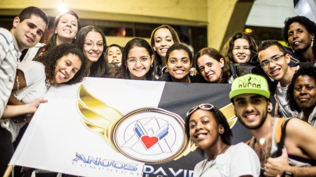 Peregrinos durante a Jornada Mundial da Juventude, na Paróquia Santa Rosa de Lima, no Jardim América, no Rio de Janeiro
