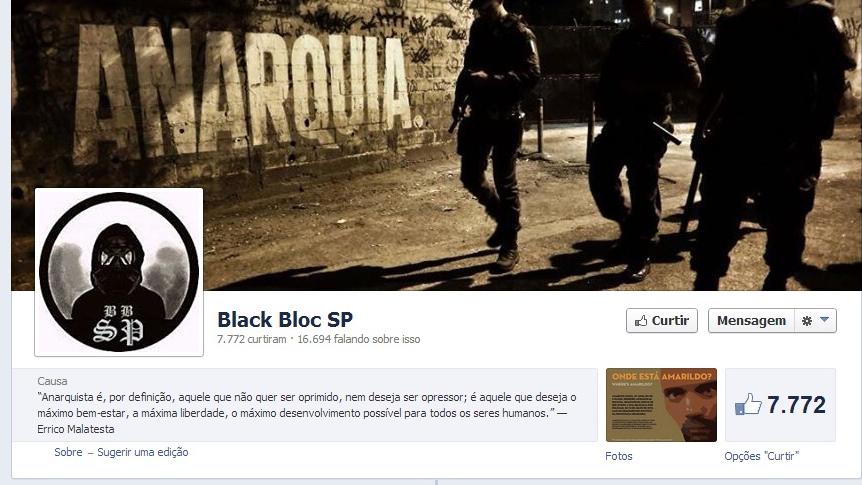 Facebook do grupo anarquista Black Boc SP