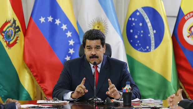 O presidente Maduro durante a reunião com chanceleres da Unasul