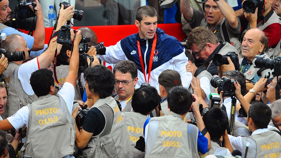 Michael Phelps foi ouro no 4x100m medley em Pequim-2008