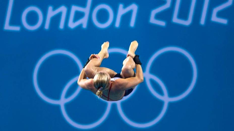 Treino de saltos ornamentais no Centro Aquático do Parque Olímpico de Londres 2012