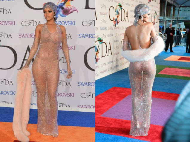 A cantora Rihanna no prêmio de moda CFDA Fashion Awards