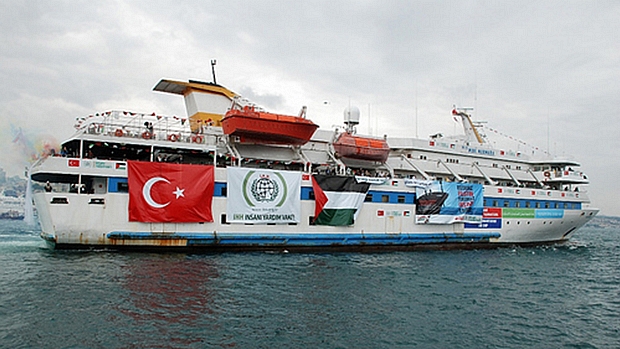 A embarcação turca Mavi Marmara, parte de uma flotilha de ajuda a Gaza