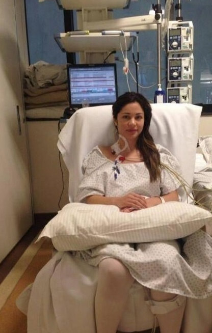 A ex-BBB Maria Melilo, internada no Sírio Libanês para um tratamento contra um câncer no fígado