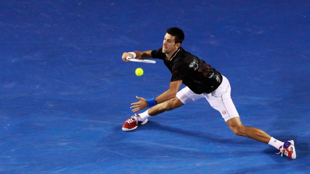 Novak Djokovic, da Sérvia, durante a final masculina do Aberto de Tênis da Austrália - 29/01/2012