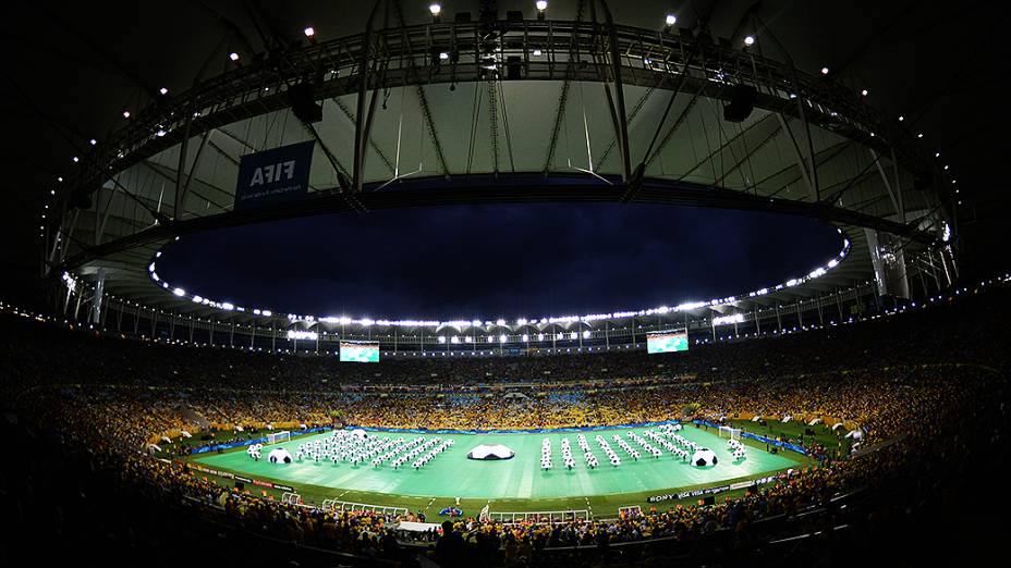 Cerimônia de encerramento antes da final da Copa das Confederações da partida de futebol entre Brasil e Espanha, no Estádio do Maracanã, no Rio de Janeiro