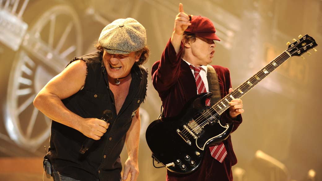 Vocalista Brian Johnson e guitarrista Angus Young, do AC/DC