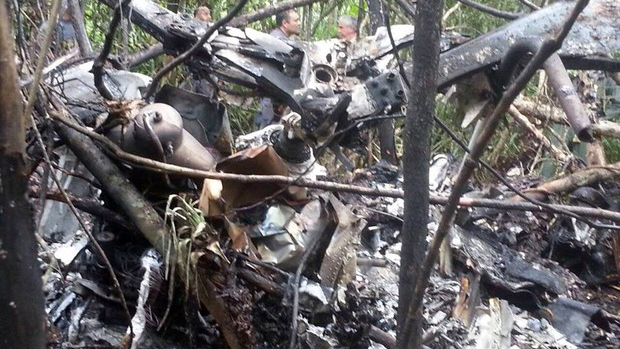 Local da queda de helicóptero em Bertioga, no litoral de São Paulo