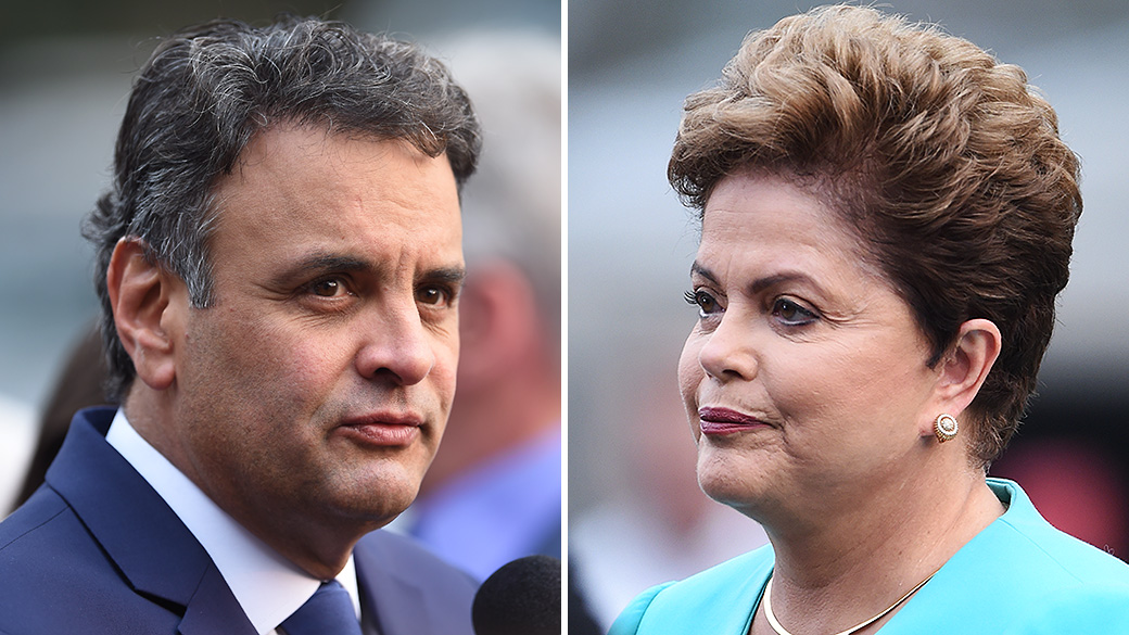 Os candidatos ao senado Aécio Neves (PSDB) e Dilma Rousseff (PT)