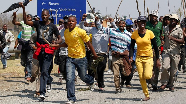 Protesto de mineradores, na África do Sul