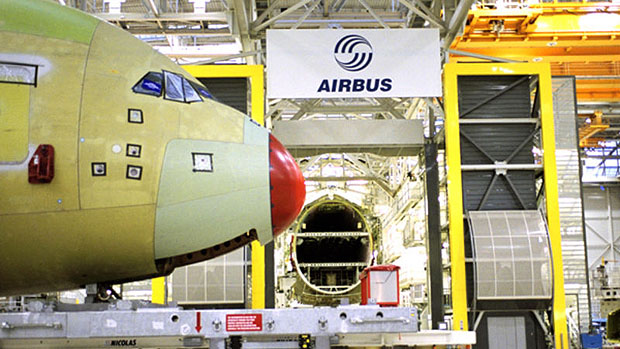 Linha de montagem da Airbus, na França