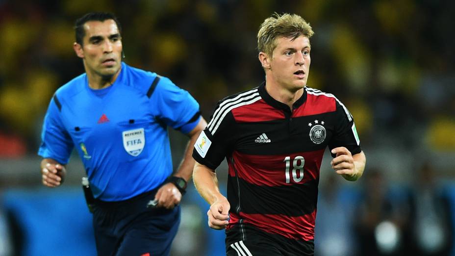 O meia da seleção alemã Toni Kroos, autor de dois gols e eleito o melhor jogador em campo na goleada histórica sobre o Brasil, na semifinal da Copa do Mundo, no Mineirão