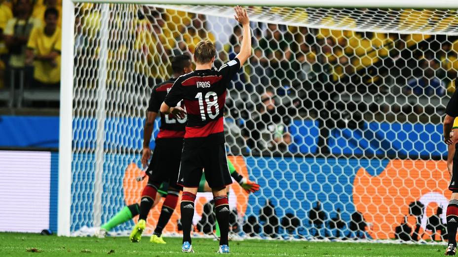 O meia da seleção alemã Toni Kroos, autor de dois gols e eleito o melhor jogador em campo na goleada histórica sobre o Brasil, na semifinal da Copa do Mundo, no Mineirão