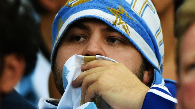 Torcedor da Alemanha durante o jogo contra a Argentina na final da Copa no Maracanã, no Rio