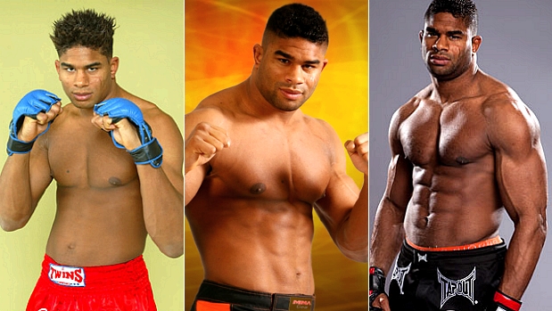 O lutador holandês Alistair Overeem e seu espantoso crescimento, de 2003 (à esq.) até 2011