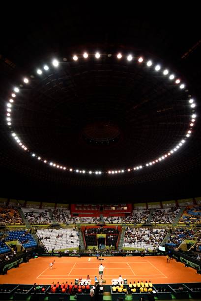 Confronto entre Brasil e Espanha válido pela Copa Davis, no Ginásio do Ibirapuera, em São Paulo