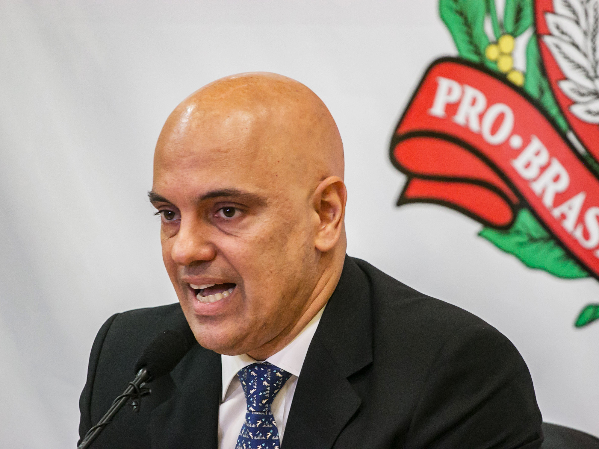 O secretário da Segurança Pública de São Paulo, Alexandre de Moraes, durante entrevista coletiva, nesta segunda-feira (21)