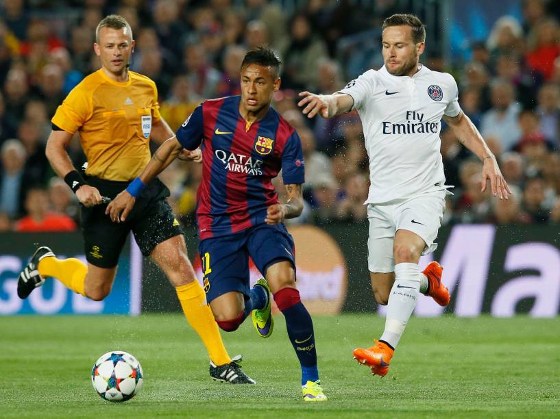  Neymar do Barcelona durante a partida contra o PSG pela Liga dos Campeões, no Camp Nou