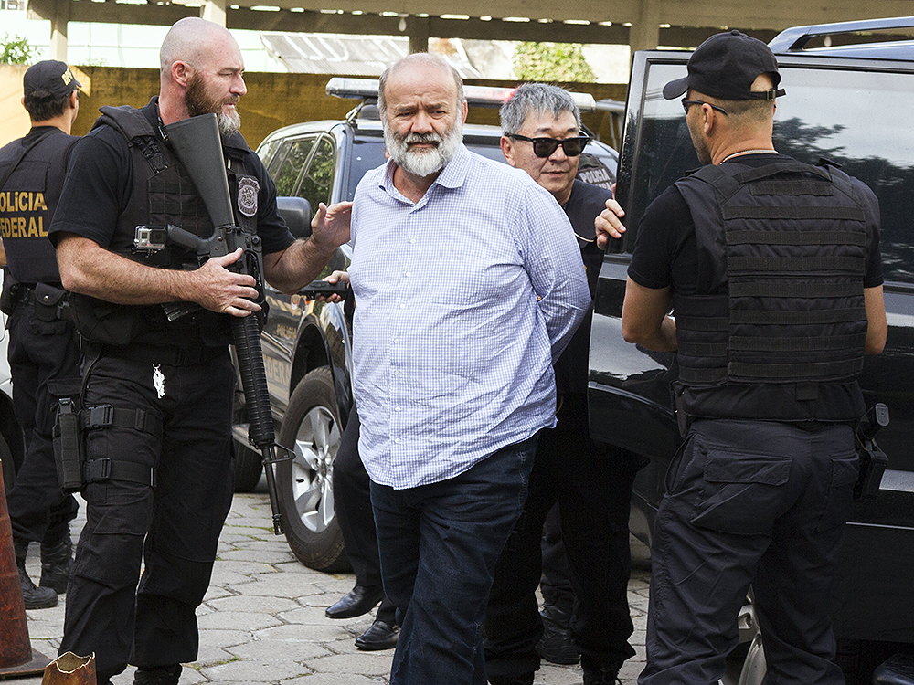 O tesoureiro do PT, João Vaccari Neto, preso pela PF em Curitiba (PR)
