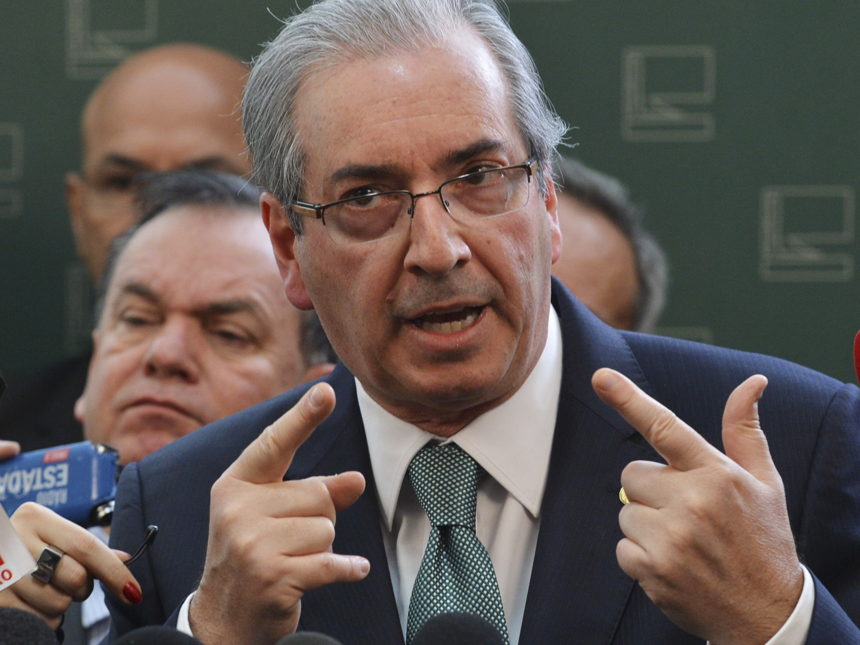 O presidente da Câmara dos Deputados, Eduardo Cunha, anuncia rompimento com o governo, durante entrevista - 17/07/2015