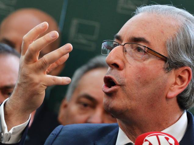 O ex-presidente da Câmara dos Deputados, Eduardo Cunha, anuncia rompimento com o governo, durante entrevista - 17/07/2015