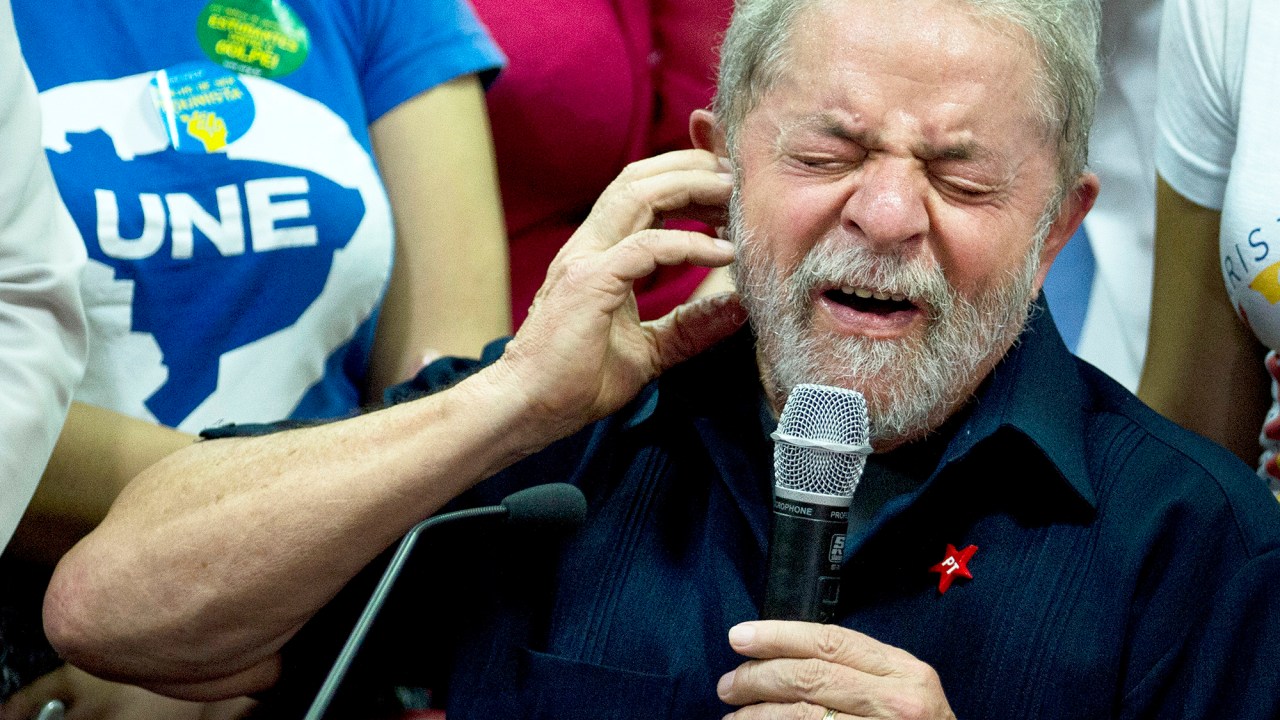 O ex-presidente Lula, na sede do Partido dos Trabalhadores, em São Paulo