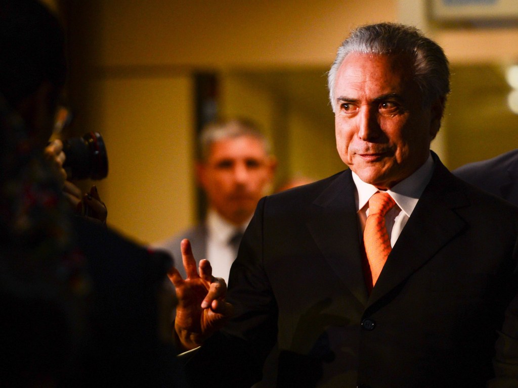 O vice-presidente Michel Temer, em Brasília após reunião com a presidente Dilma Rousseff - 09/12/2015