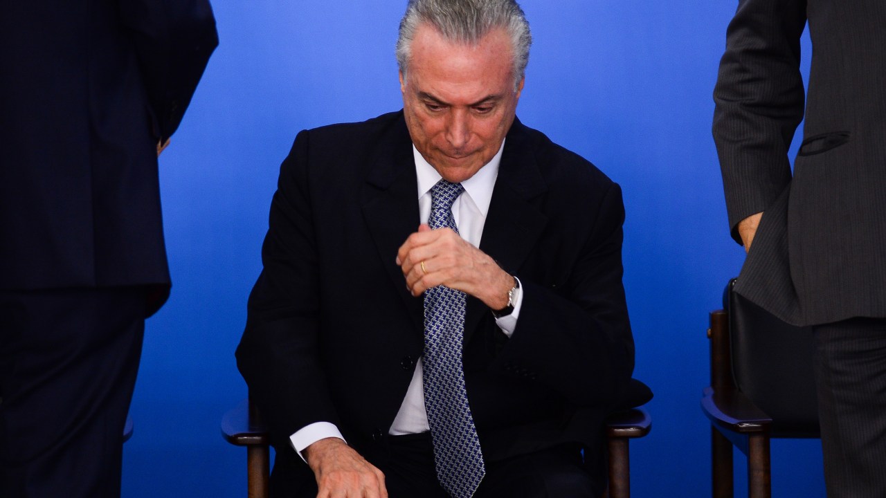 Presidente interino Michel Temer durante reunião no Palácio do Planalto