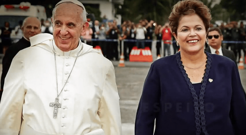 O papa Francisco e a presidente Dilma Rousseff