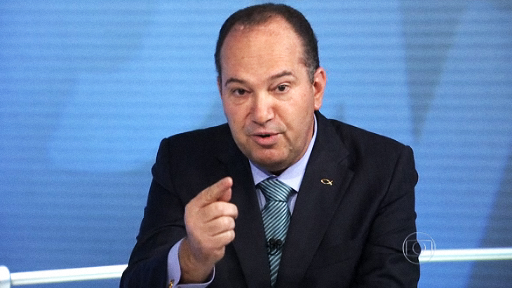 Pastor Everaldo, candidato à presidência pelo PSC, durante entrevista ao Jornal Nacional da Globo