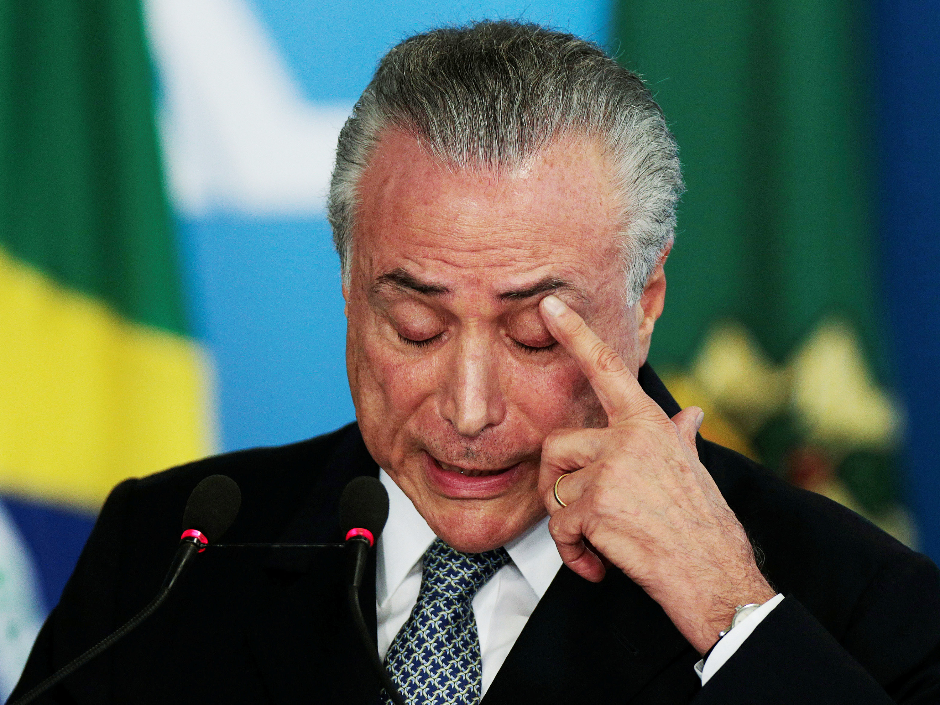 O presidente da República em exercício, Michel Temer, durante encontro com empresários no Palácio do Planalto, em Brasília (DF) - 08/06/2016