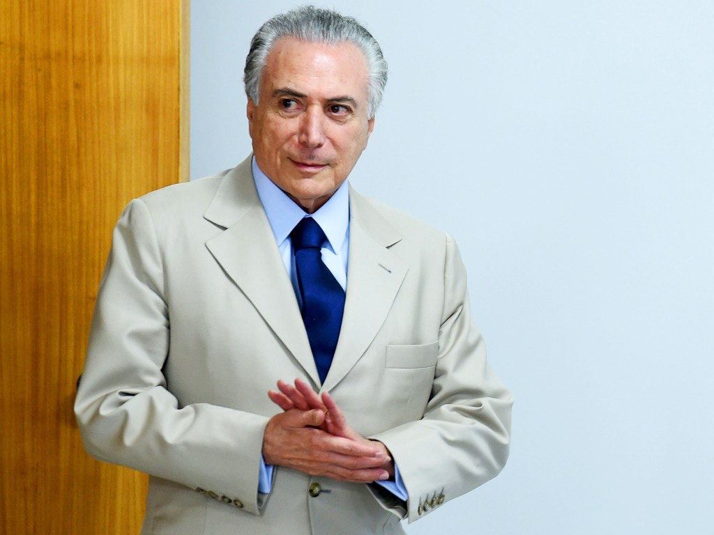 O presidente da República em exercício, Michel Temer, durante apresentação de novos ministros, no Palácio do Planalto, em Brasília (DF) - 18/05/2016